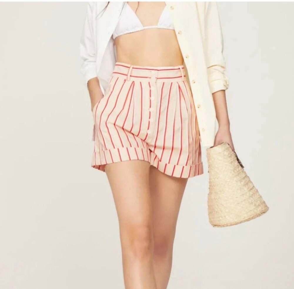 Matthew Bruch Red and White Striped Button-Up Shorts Sz 4